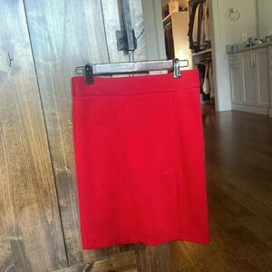 CACHE Size 4 Womens Red Back Zip Stretch A-Line Wrap Knitted Mini Skirt